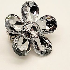 Scarf or Necklace Jewelry, with Clear Crystals and Silver Coloring, Lightweight